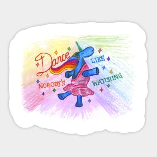 Dancing cute blue rainbow unicorn Sticker